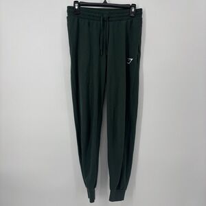 Gymshark Joggers Sweatpants Green Tapered  Mens Size Small‎ Drawstring Logo